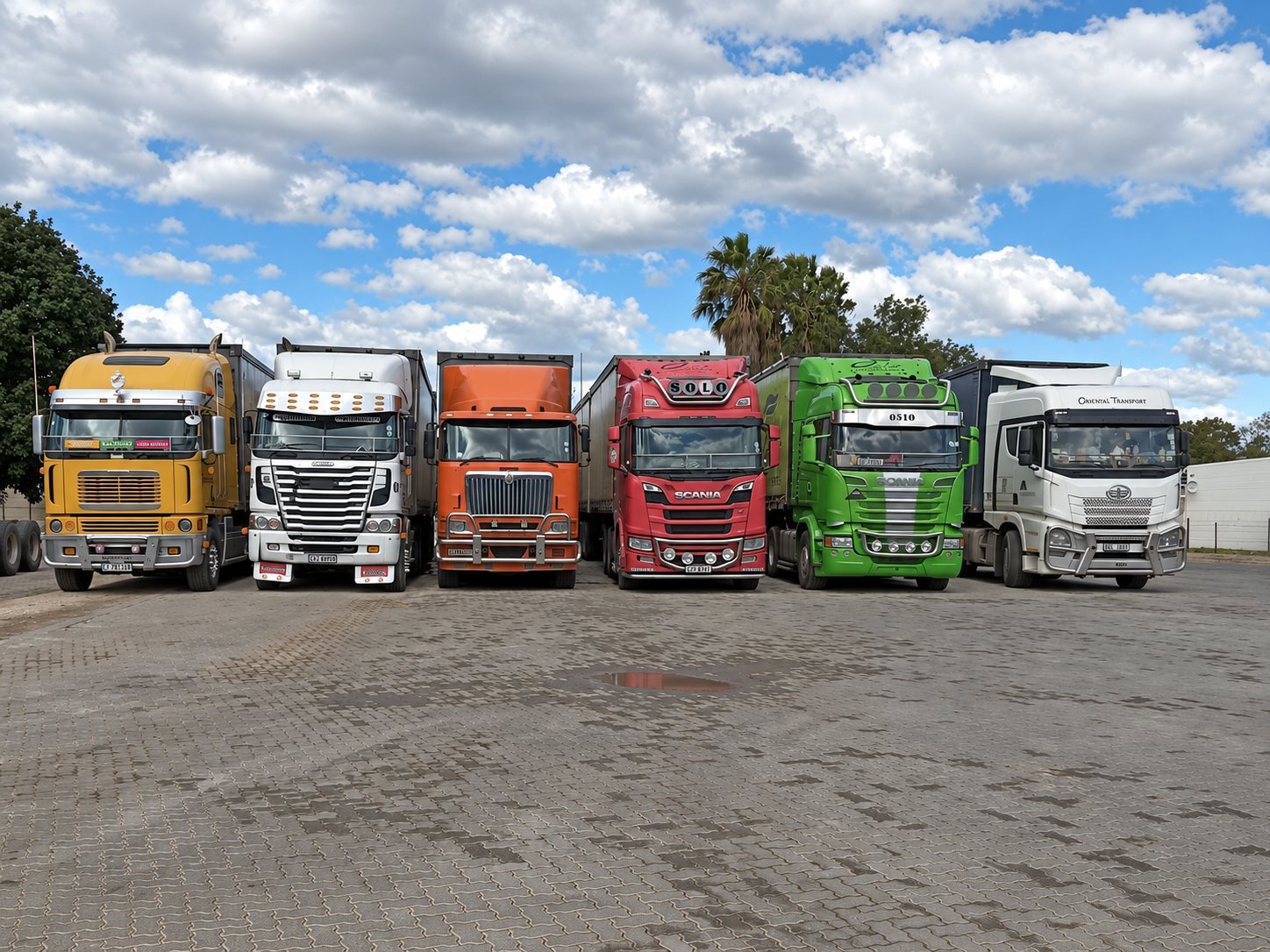 Truck units lined up at the Limecoal depot